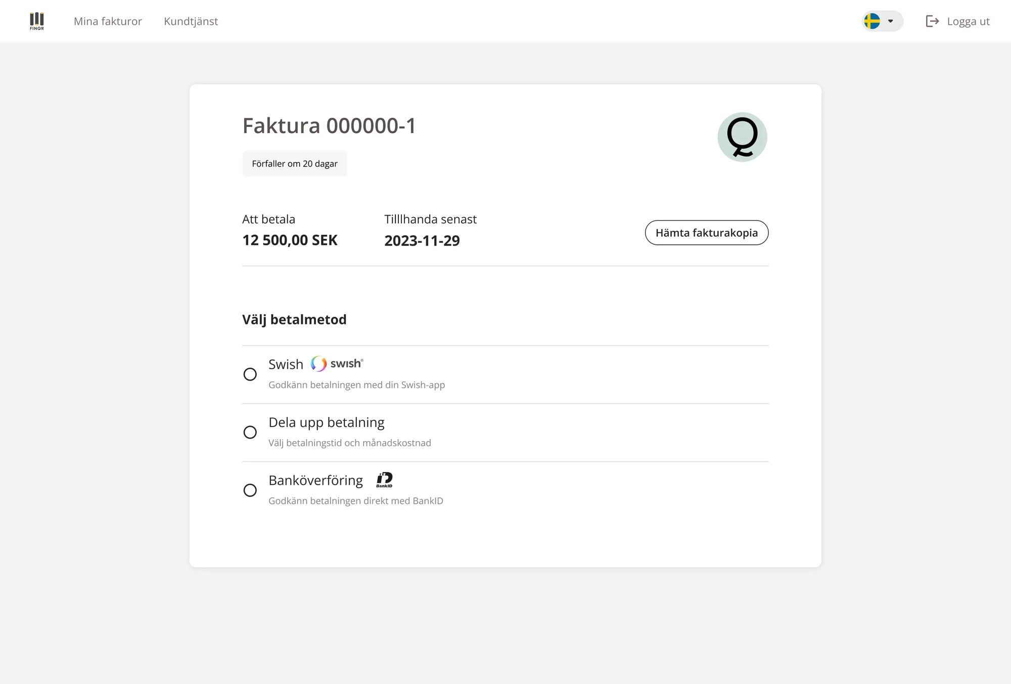 Invoice payment page