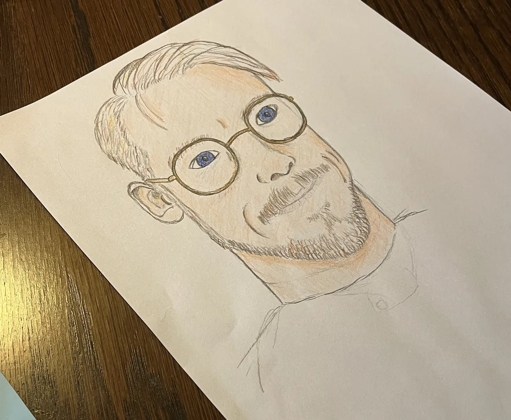 Hand-drawn portrait of Erik